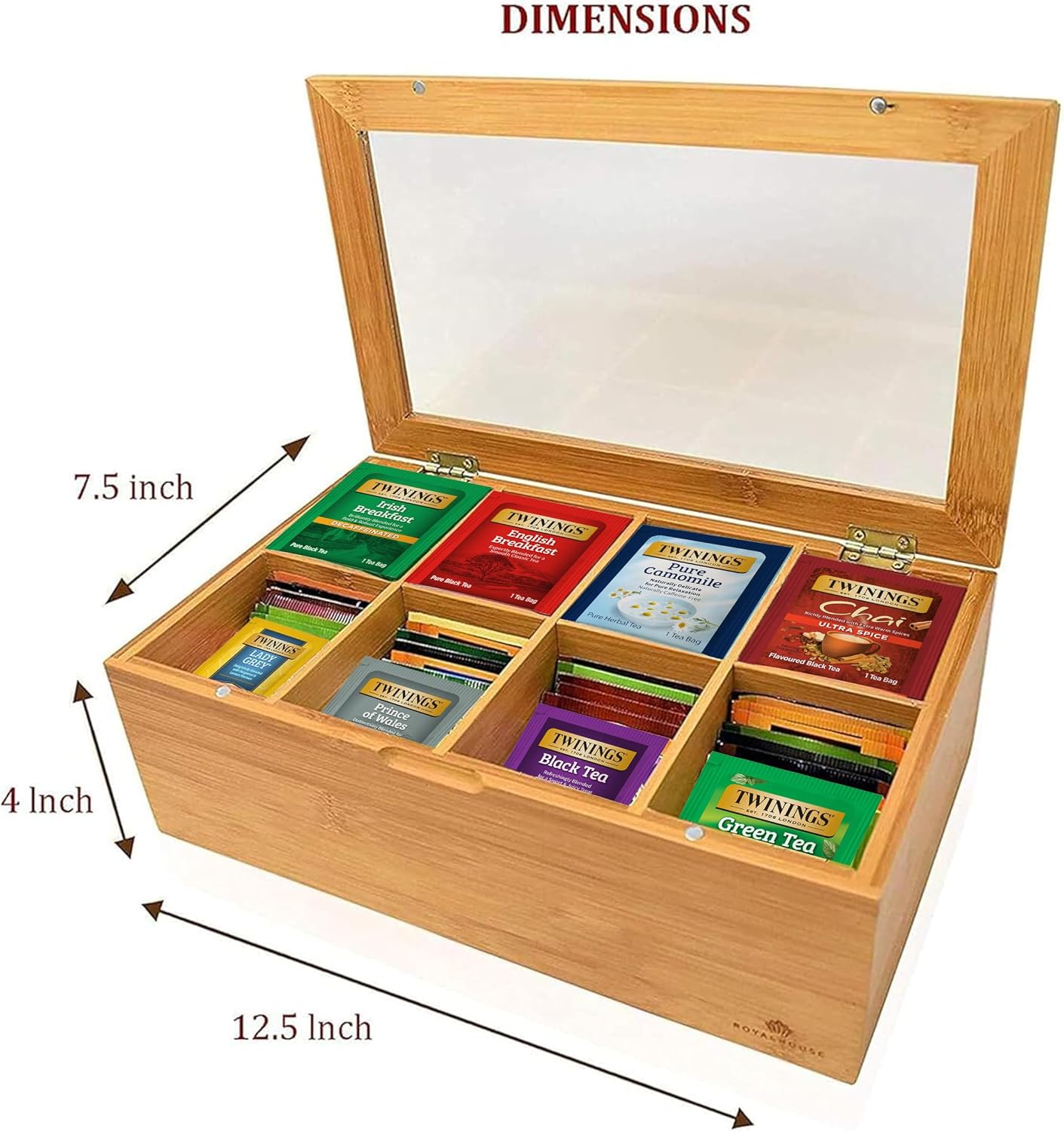 Twinings Tea Sampler Collection – 80 Tea Bags, 20 Flavours/Assorted Tea, Gift Set in Decorative Bamboo Box – Wooden Organizer Tea Chest Included – Ideal for Home, Office, Family & Friends (Bamboo Box) - Image 8