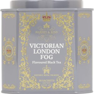 Harney & Sons Victorian London Fog Tea, 30 Sachets in Tin | Black and oolong teas with bergamot, vanilla, citrus and lavender. Contains caffeine.