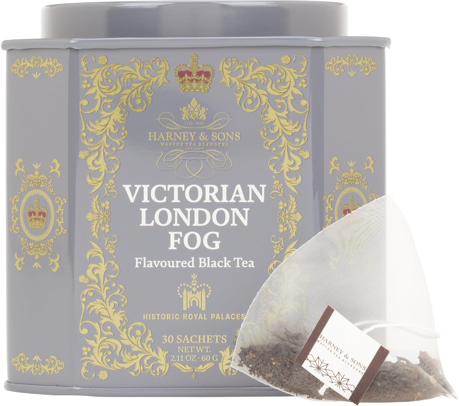 Harney & Sons Victorian London Fog Tea, 30 Sachets in Tin | Black and oolong teas with bergamot, vanilla, citrus and lavender. Contains caffeine. - Image 6