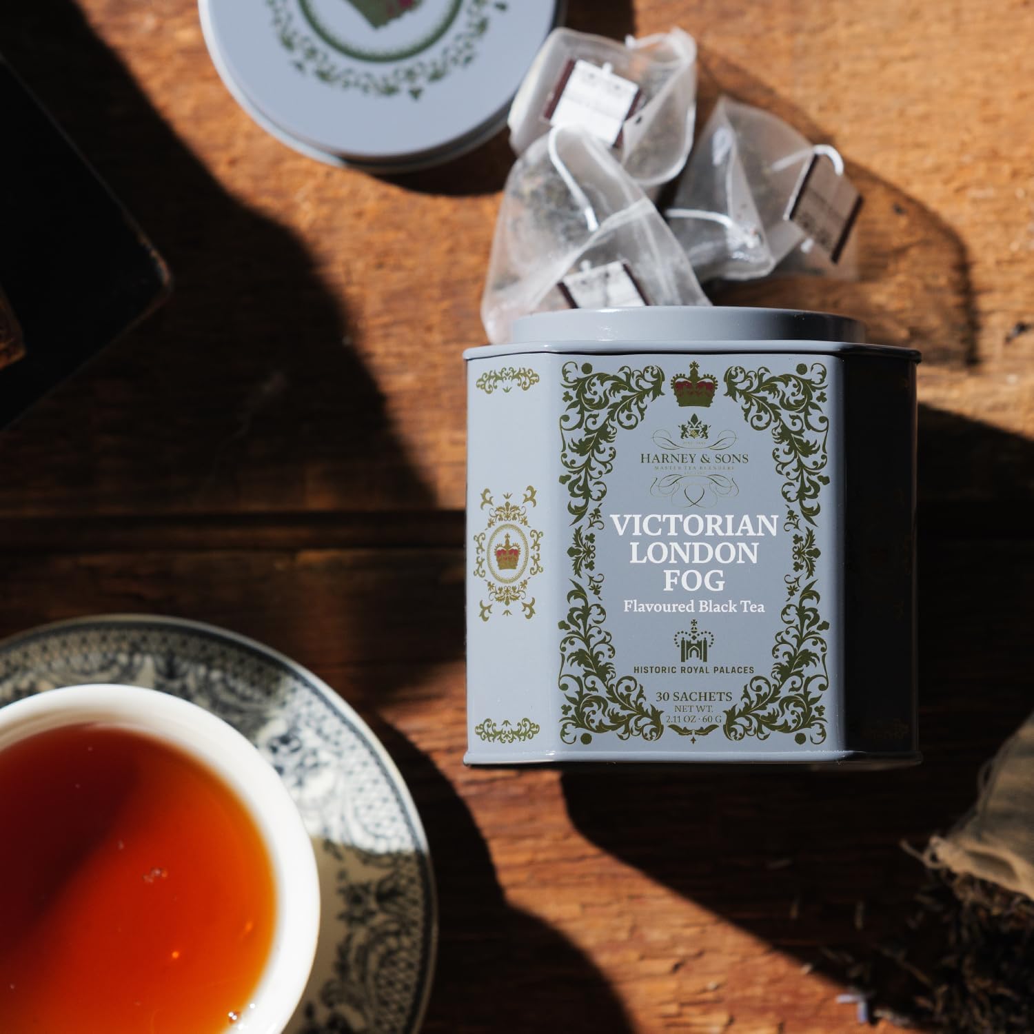 Harney & Sons Victorian London Fog Tea, 30 Sachets in Tin | Black and oolong teas with bergamot, vanilla, citrus and lavender. Contains caffeine. - Image 8
