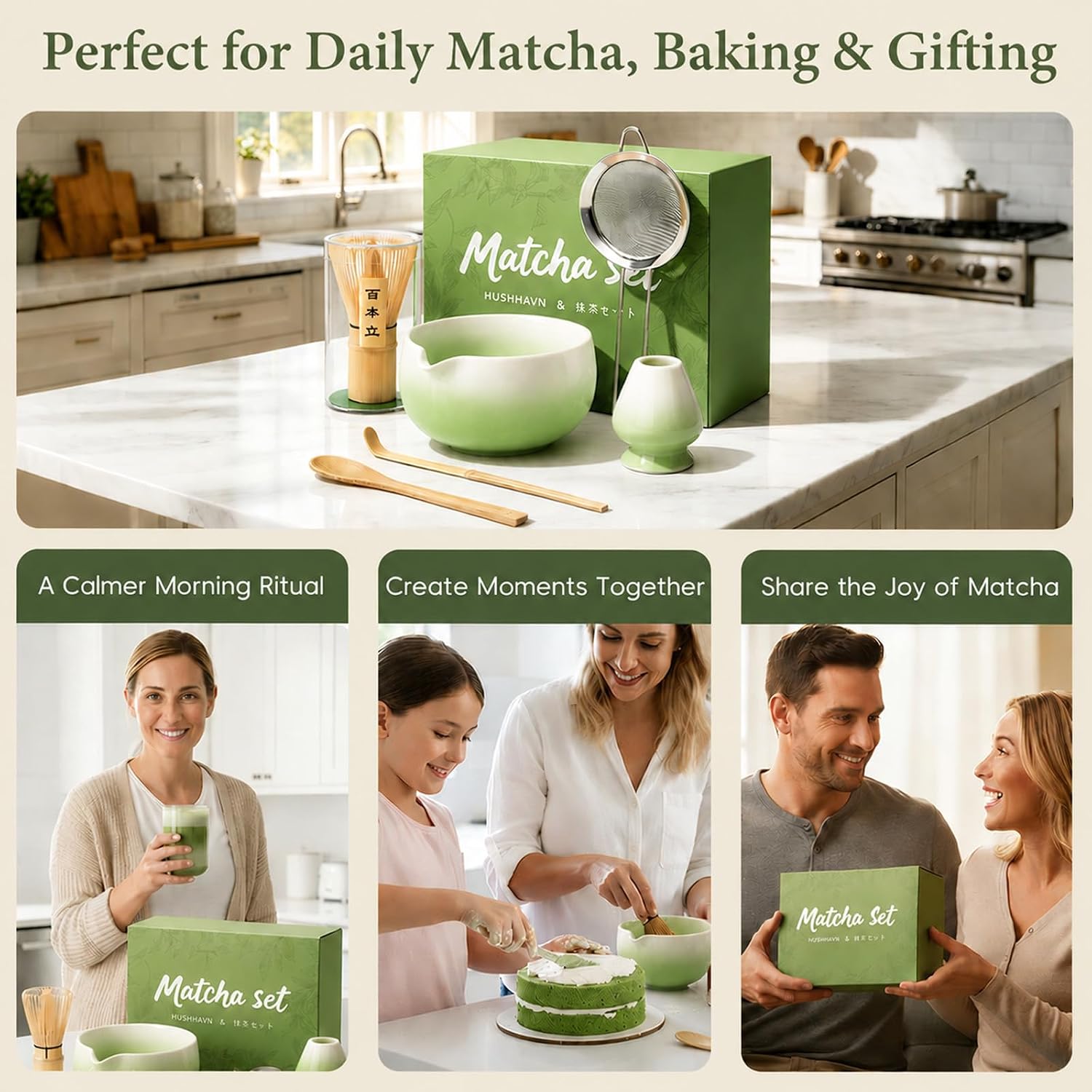 Matcha Whisk Set, Ceramic Matcha Set Includes Bowl & Holder, Bamboo Whisk (Chasen), Scoop, Spoon and Sifter, 6PCS Matcha Kit Covers Everything Needed for Making Matcha (Green) - Image 8