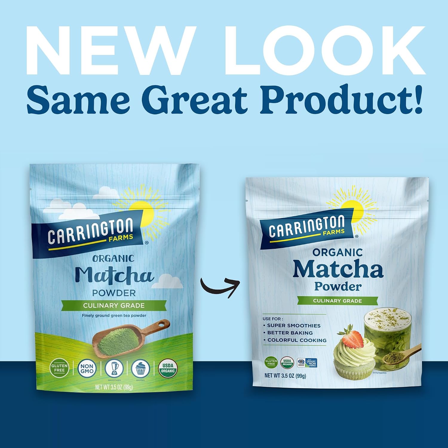 Carrington Farms Organic Matcha Powder – Finely Milled Japanese Green Tea Leaves – Bold & Rich Flavor, Antioxidant Energy Booster, Low Calorie, No Sugar – For Sweet & Savory Recipes – 3.5 oz Bag - Image 3